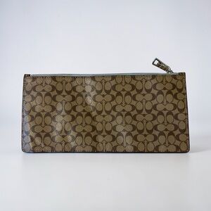 Coach Brown Signature Canvas Zip Wristlet
